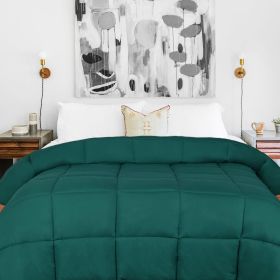 Brushed Microfiber Down Alternative Comforter Medium Weight Solid (Color: Hunter Green, size: Full)