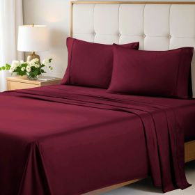 700 Thread Count Egyptian Cotton Sateen Bed Sheet Set (Color: Burgundy, size: California King)
