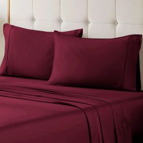 100% Egyptian Cotton 700 Thread Count Solid Pillowcase Set (Color: Burgundy, size: King)