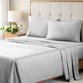 700 Thread Count Egyptian Cotton Sateen Bed Sheet Set (Color: Chrome, size: King)