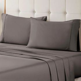 700 Thread Count Egyptian Cotton Sateen Bed Sheet Set (Color: Gray, size: Queen)