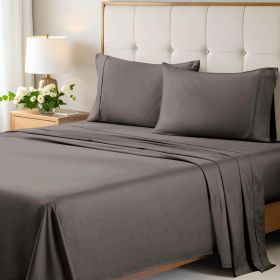 700 Thread Count Egyptian Cotton Sateen Bed Sheet Set (Color: Gray, size: California King)