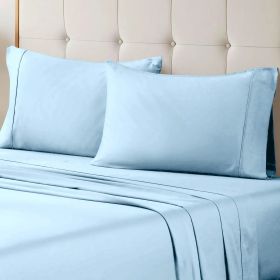 700 Thread Count Egyptian Cotton Sateen Bed Sheet Set (Color: Light Blue, size: Queen)