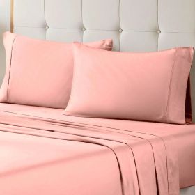 700 Thread Count Egyptian Cotton Sateen Bed Sheet Set (Color: Pink, size: Full)