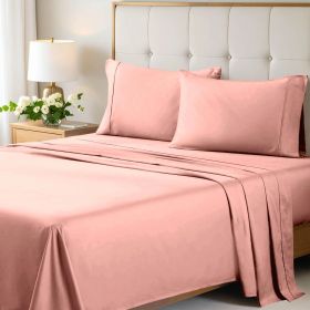 700 Thread Count Egyptian Cotton Sateen Bed Sheet Set (Color: Pink, size: California King)