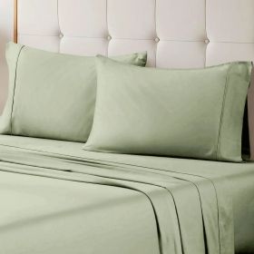 100% Egyptian Cotton 700 Thread Count Solid Pillowcase Set (Color: Sage, size: King)