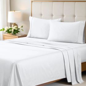 700 Thread Count Egyptian Cotton Sateen Bed Sheet Set (Color: White, size: California King)