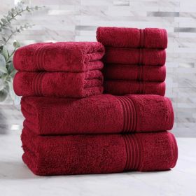 Egyptian Cotton Heritage Plush Towel Set 8 Piece (Color: Burgundy)