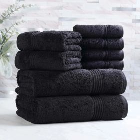 Egyptian Cotton Heritage Plush Towel Set 8 Piece (Color: Black)