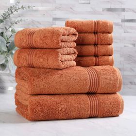 Egyptian Cotton Heritage Plush Towel Set 8 Piece (Color: Caramel Brown)