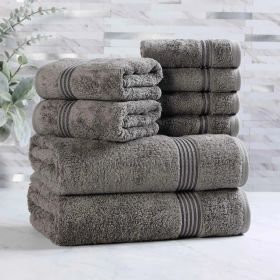 Egyptian Cotton Heritage Plush Towel Set 8 Piece (Color: Charcoal)