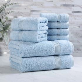Egyptian Cotton Heritage Plush Towel Set 8 Piece (Color: Light Blue)