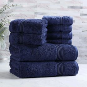 Egyptian Cotton Heritage Plush Towel Set 8 Piece (Color: Navy Blue)