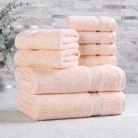 Egyptian Cotton Heritage Plush Towel Set 8 Piece (Color: Peach)