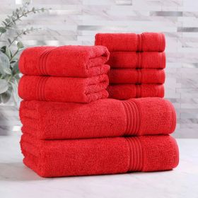 Egyptian Cotton Heritage Plush Towel Set 8 Piece (Color: Red)