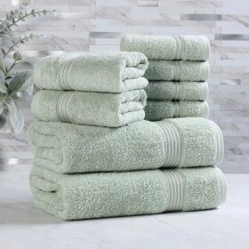 Egyptian Cotton Heritage Plush Towel Set 8 Piece (Color: Sage)