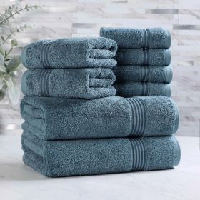 Egyptian Cotton Heritage Plush Towel Set 8 Piece (Color: Sapphire)