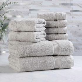Egyptian Cotton Heritage Plush Towel Set 8 Piece (Color: Silver)