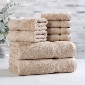 Egyptian Cotton Heritage Plush Towel Set 8 Piece (Color: Taupe)