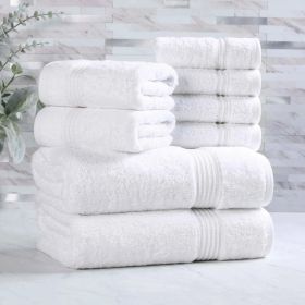 Egyptian Cotton Heritage Plush Towel Set 8 Piece (Color: White)