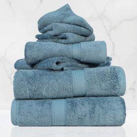 Egyptian Cotton 6-piece towel set – Plush & Heavyweight (Color: Denim Blue)