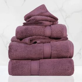 Egyptian Cotton 6-piece towel set – Plush & Heavyweight (Color: Plum)