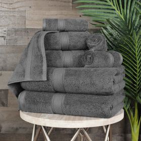 Egyptian Cotton 8-piece towel set – Plush & Heavyweight (Color: Charcoal)