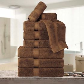 9-Piece Egyptian Cotton Plush Towel Set - Madison (Color: Chocolate)