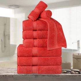 9-Piece Egyptian Cotton Plush Towel Set - Madison (Color: Coral)