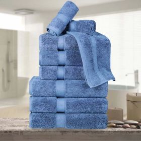 9-Piece Egyptian Cotton Plush Towel Set - Madison (Color: Denim Blue)
