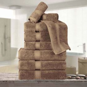 9-Piece Egyptian Cotton Plush Towel Set - Madison (Color: Latte)