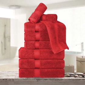 9-Piece Egyptian Cotton Plush Towel Set - Madison (Color: Red)