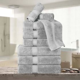 9-Piece Egyptian Cotton Plush Towel Set - Madison (Color: Silver)
