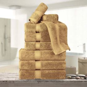 9-Piece Egyptian Cotton Plush Towel Set - Madison (Color: Toast)