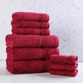 9-Piece Egyptian Cotton Plush Towel Set – Heritage (Color: Burgundy)