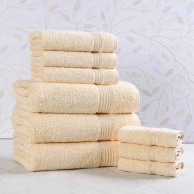 9-Piece Egyptian Cotton Plush Towel Set – Heritage (Color: Canary)