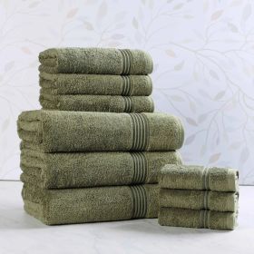 9-Piece Egyptian Cotton Plush Towel Set – Heritage (Color: Forest Green)