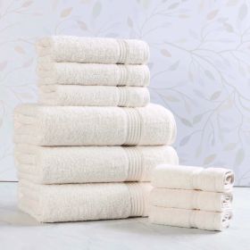 9-Piece Egyptian Cotton Plush Towel Set – Heritage (Color: Ivory)