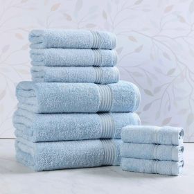 9-Piece Egyptian Cotton Plush Towel Set – Heritage (Color: Light Blue)