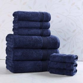 9-Piece Egyptian Cotton Plush Towel Set – Heritage (Color: Navy Blue)
