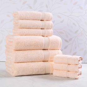 9-Piece Egyptian Cotton Plush Towel Set – Heritage (Color: Peach)