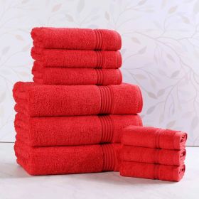 9-Piece Egyptian Cotton Plush Towel Set – Heritage (Color: Red)