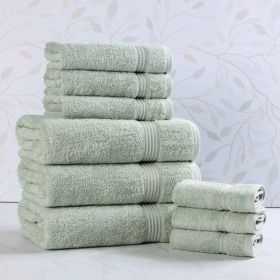 9-Piece Egyptian Cotton Plush Towel Set – Heritage (Color: Sage)