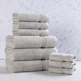 9-Piece Egyptian Cotton Plush Towel Set – Heritage (Color: Silver)