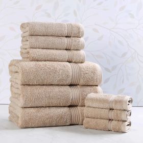 9-Piece Egyptian Cotton Plush Towel Set – Heritage (Color: Taupe)