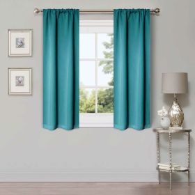Solid Room Darkening Rod Pocket Blackout Curtain Panels, Set of 2 (Color: Aqua, size: 26" X 63")