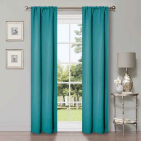 Solid Room Darkening Rod Pocket Blackout Curtain Panels, Set of 2 (Color: Aqua, size: 26" X 84")