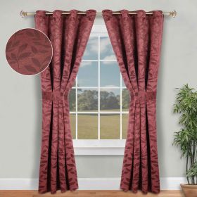 Blackout Window Curtains Leaves Pattern Room Darkening Set of 2 (Color: Antique Copper, size: 46" x 96")