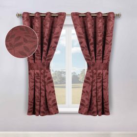Blackout Window Curtains Leaves Pattern Room Darkening Set of 2 (Color: Antique Copper, size: 46" x 63")