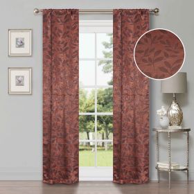 Leaves Room Darkening Washable Blackout Curtain Panels, Set of 2 (Color: Antique Copper, size: 36" x 84")